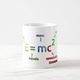 Mug E = MC^2. E égale MC carré