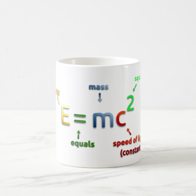 Mug E = MC^2. E égale MC carré (Centre)