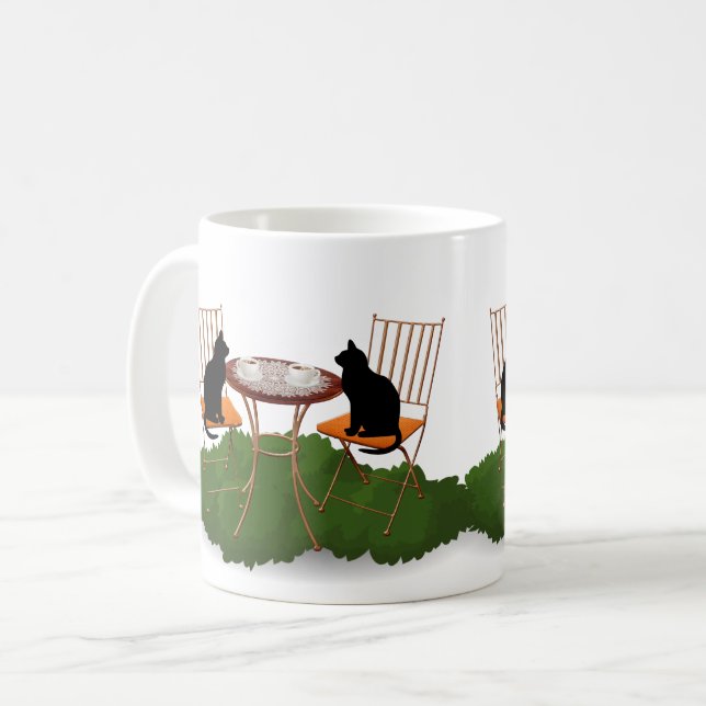Mug ea Time Chat noir en design de jardin (Devant gauche)