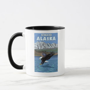 Mug Eagle chauve plongeant - Seward, Alaska