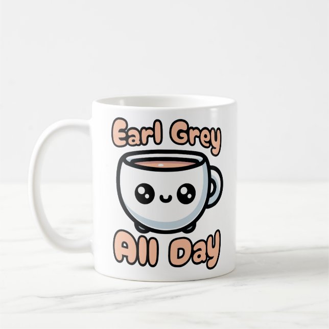 Mug Earl Grey Toute La Journée ! Caricature à thé gris (Gauche)
