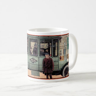 MUG EARLY 20TH CENTURY IMAGE W/STAMP COLLAGE