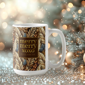 Mug Earth Tones Christmas Joyeux Motif#21 ID1009