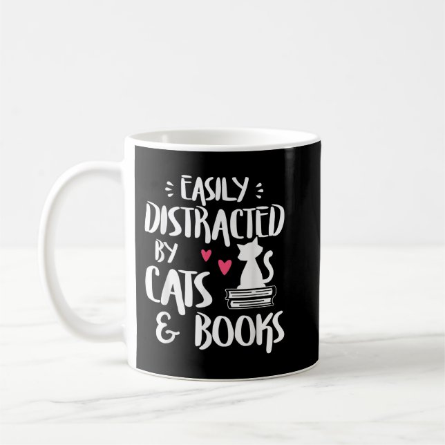 Mug Easily Distracted by Cats and Books - Cat & Book L (Gauche)