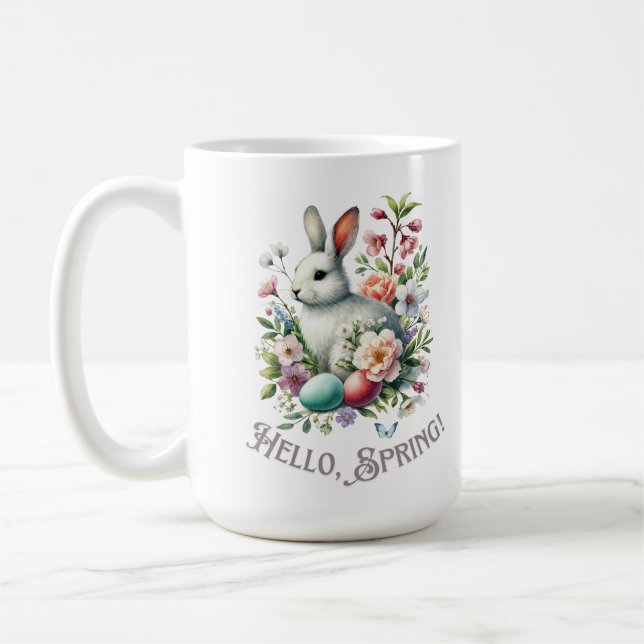 Mug Easter Aquarelle Lapin & Oeufs (Gauche)