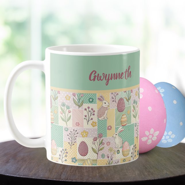 Mug Easter Patchwork Pastel Bunnies Eggs and Gingham (Créateur téléchargé)
