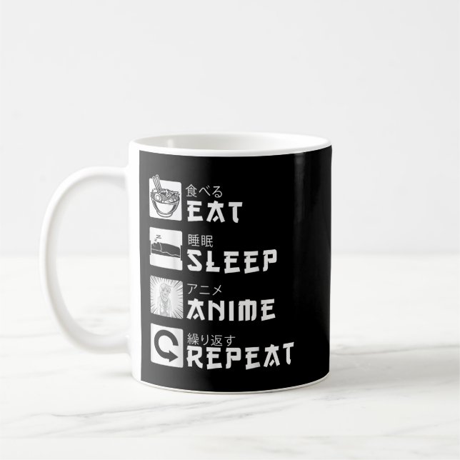 Mug Eat Sleep Anime Repeat Japanese Manga Lover Cospla (Gauche)