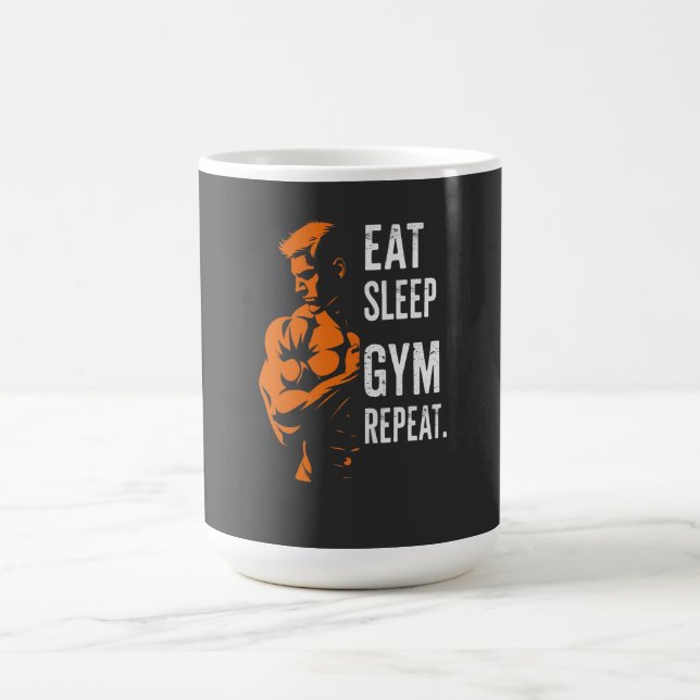 Mug Eat Sleep Gym Reprendre Exercice T-Shirt (Centre)