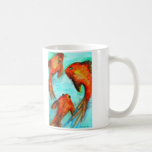 Mug Eau de poisson rouge orange orientale art original (Droite)