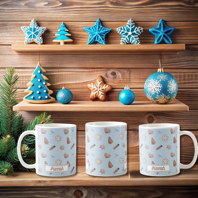 Mug Échange de cookies de Noël bleu (Blue Christmas Cookie Mugs)