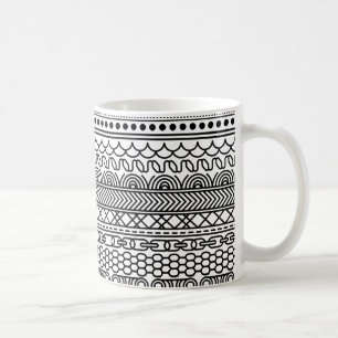 Mug Échantillon de bordure géométrique noir et blanc