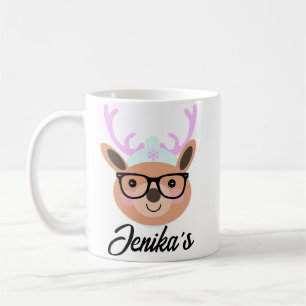 Mug Écharpe Chapeau Lunettes Noël Renne Mignon Drôle
