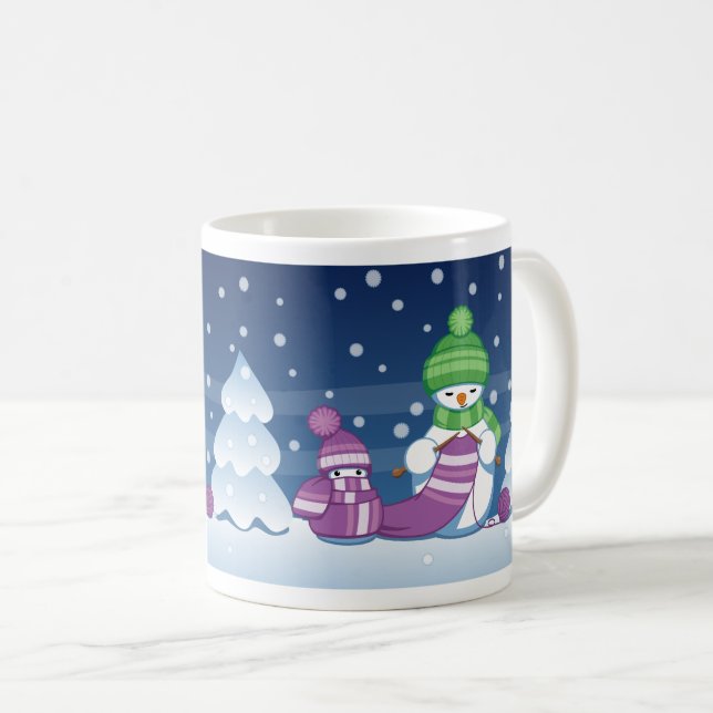 Mug Écharpe Tricot Snowman (Devant droit)