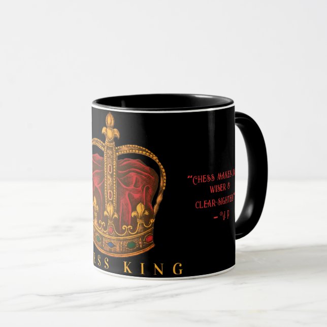 Mug Échecs Shakhmaty King Black Red Russe | (Devant droit)