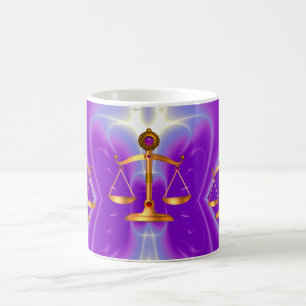 MUG ÉCHELLES D'OR DE LA LOI AVEC PIERRES GEM, SYMBOLE 