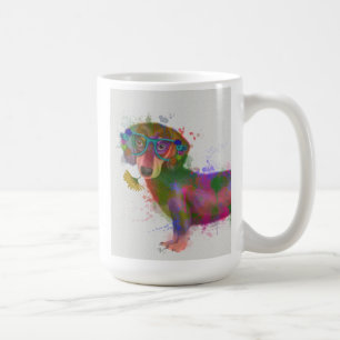 Mug Éclaboussure de teckel et d'arc-en-ciel en verre