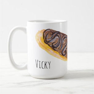 Mug Éclairs Donuts Aquarelle Amusant Peint à la Main