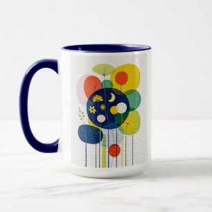 Mug Écléctique Botanique Foncé Rétro Moderne Floraison