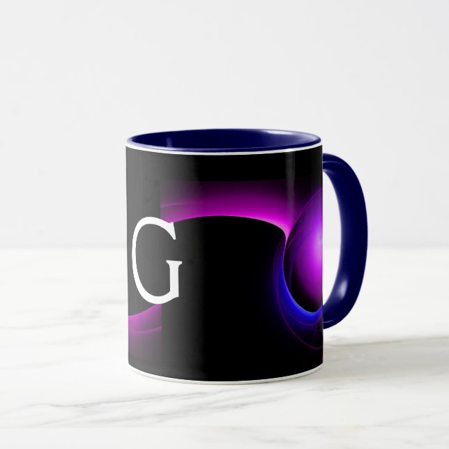 Mug ECLIPSE MONOGRAM rose violet bleu noir fractures (Devant droit)