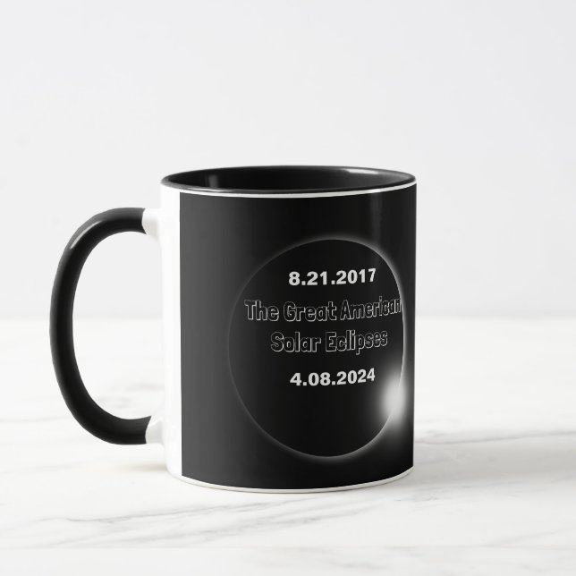 Mug Éclipse solaire double datée 2024 & 2017 (Gauche)