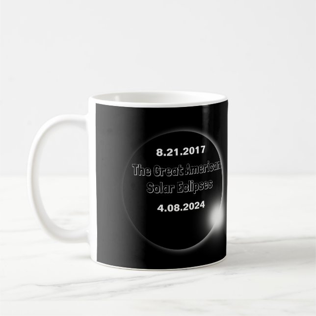 Mug Éclipse solaire double datée 2024 & 2017 (Gauche)