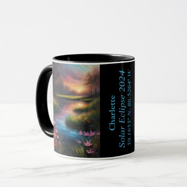 Mug Éclipse totale des fleurs de printemps GPS Sun Nom (Devant gauche)