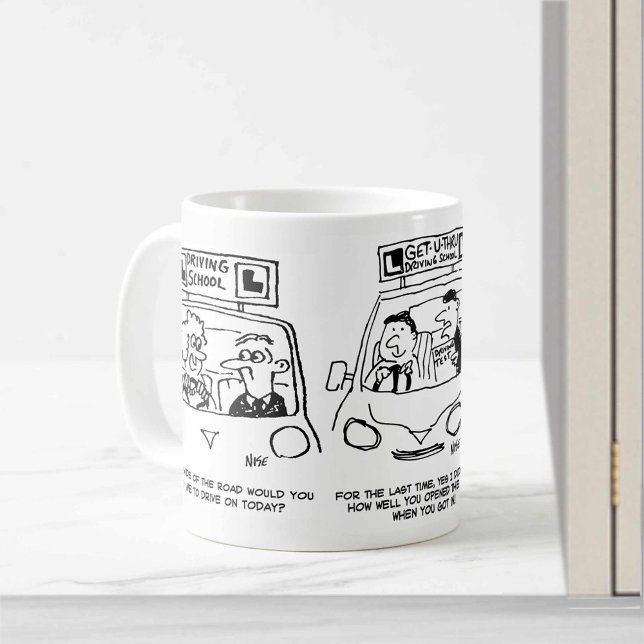 Mug École de conduite. 3 Caricatures de l'école de con (Créateur téléchargé)