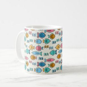 Mug École d'estampilles de blocs de poissons