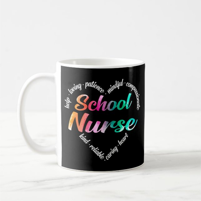 Mug École Infirmière Coeur Mot Nuage Aquarelle Arc-en- (Gauche)