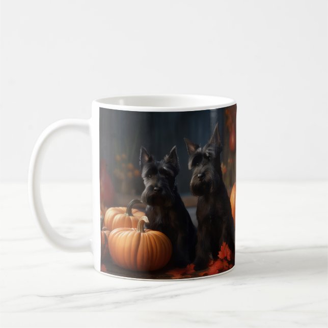 Mug Écossais Terrier Chiot Automne Citrouille délice (Gauche)