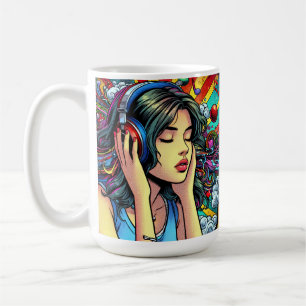 Mug Écouter de la musique sur les écouteurs Psychédéli