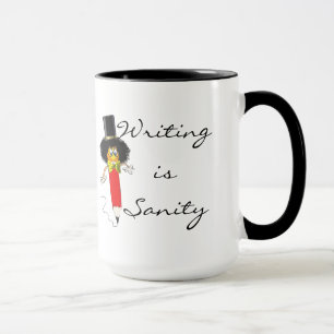Mug Ecrire est Sanity, Funny Clown Tête sur crayon