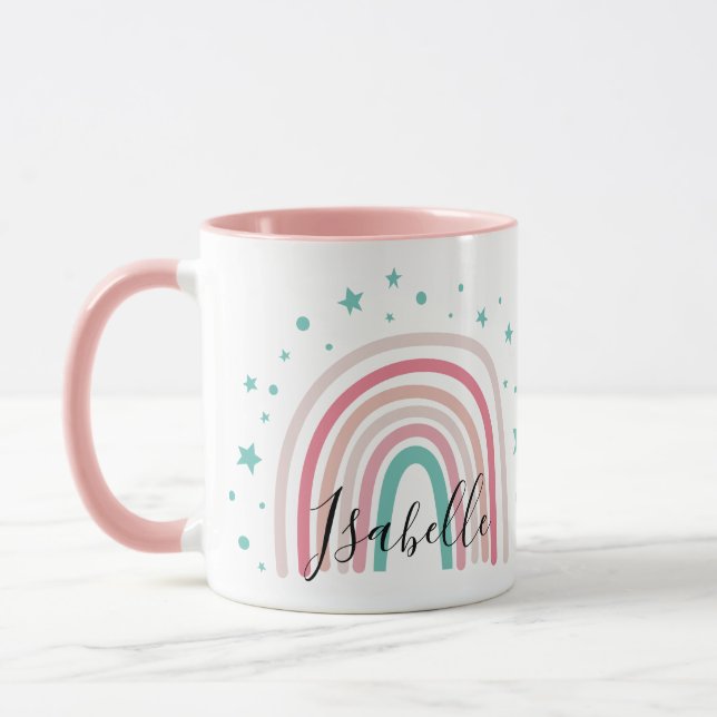 Mug Ecriture arc-en-ciel rose fille moderne personnali (Gauche)
