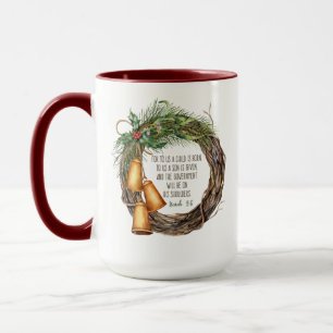 Mug Écriture biblique de la couronne de Noël Combo r