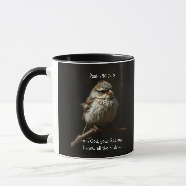 Mug Écriture biblique inspirante Citation Psalm Bird (Gauche)