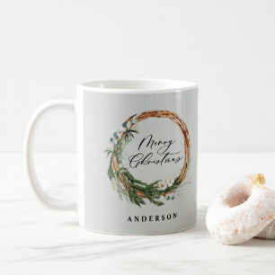 Mug Écriture de feuille minimale moderne Noël