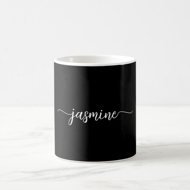 Mug Écriture de signature de nom à monogramme noir élé (Centre)
