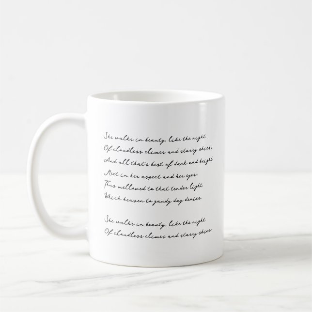 Mug Écriture élégante Citation personnalisée, Poème, P (Gauche)