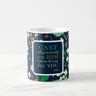 Mug Écriture florale 1 Pierre 5:7