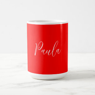 Mug Écriture manuscrite Nom élégant Couleur rouge Plai
