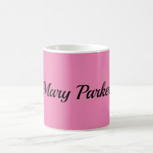 Mug Écriture manuscrite Nom professionnel simple rose