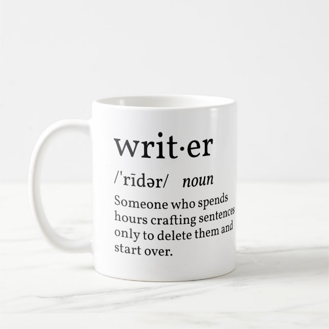 Mug Écrivain de définition drôle (Gauche)