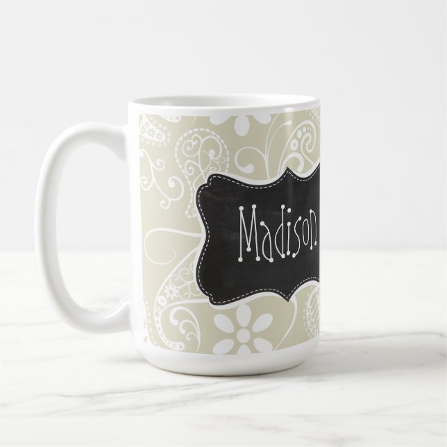 Mug Ecru Paisley ; Floral ; Tableau vintage (Gauche)