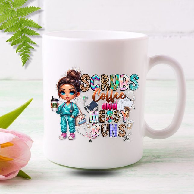 Mug Écueillette, Café, Buns Mains Infirmière (Créateur téléchargé)