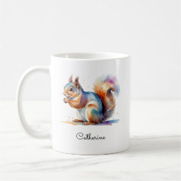 Mug Écureuil aquarelle fantaisiste nom personnalisé