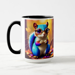 Mug Écureuil bleu mignon avec lunettes