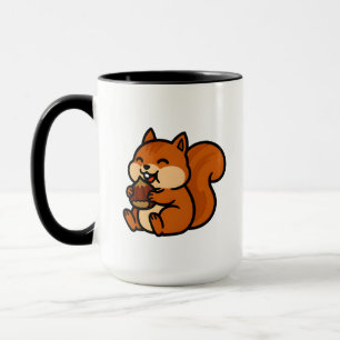 Mug Écureuil heureux mignon mangeant un gland dessin a