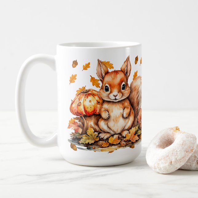 Mug Écureuil mou aux champignons - Faune d'automne (Avec donut)