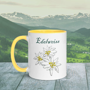 Mug Edelweiss Fleur sauvage alpin Jaune à main