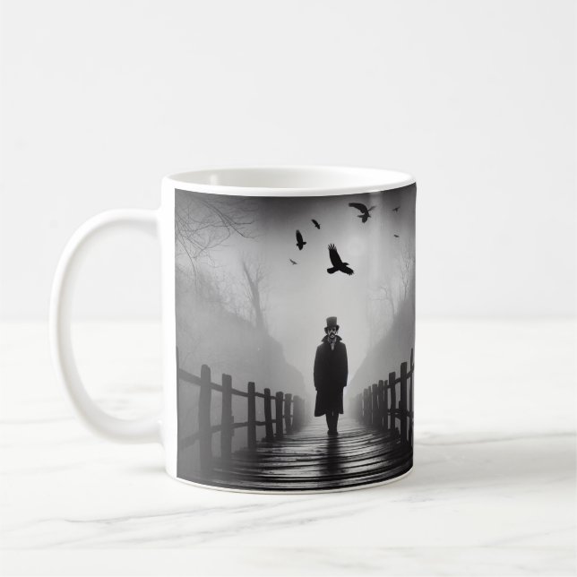 Mug Edgar Allan Poe Poet Bridge Ravens Foggy Éffrayant (Gauche)